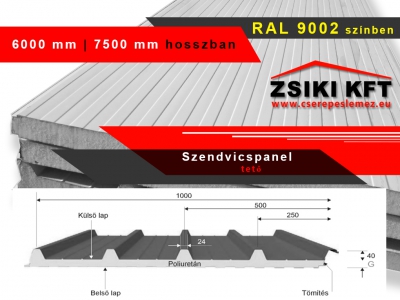 Szendvicspanel - Tető